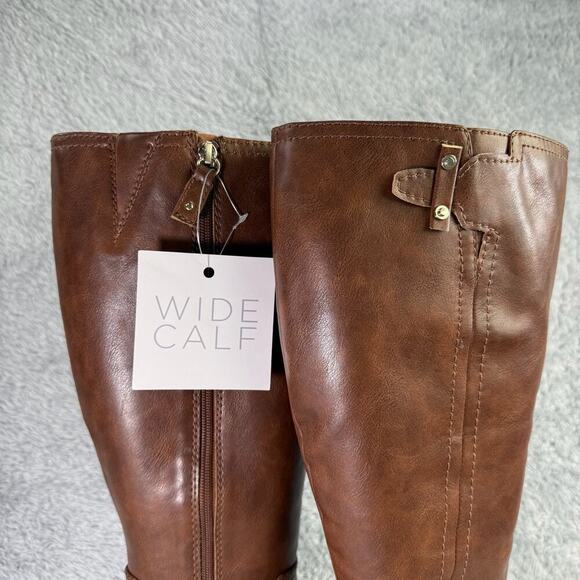 Dr. Scholls Women's Brilliance Wide-Calf Boots Manmade Almond Toe Block Heel - Picture 4 of 11